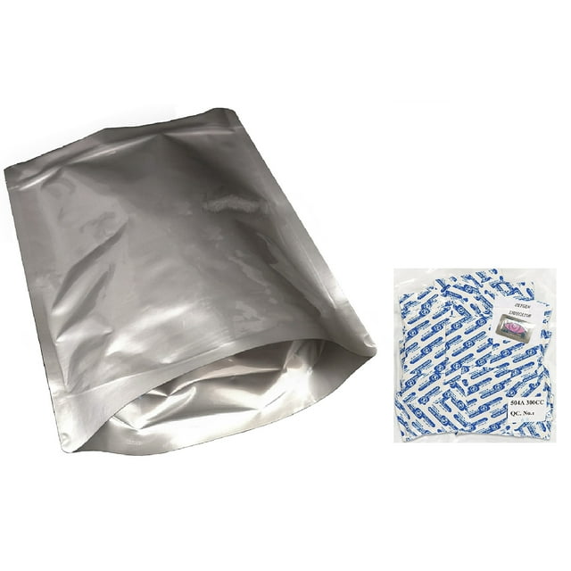 Pleasant Grove Farm 7 MIL Zip Lock Gusseted Heat Seal Mylar Bags Multiple Sizes WITH Oxygen Absorbers (100, 1 GALLON 10 x 14 300cc Absorbers)