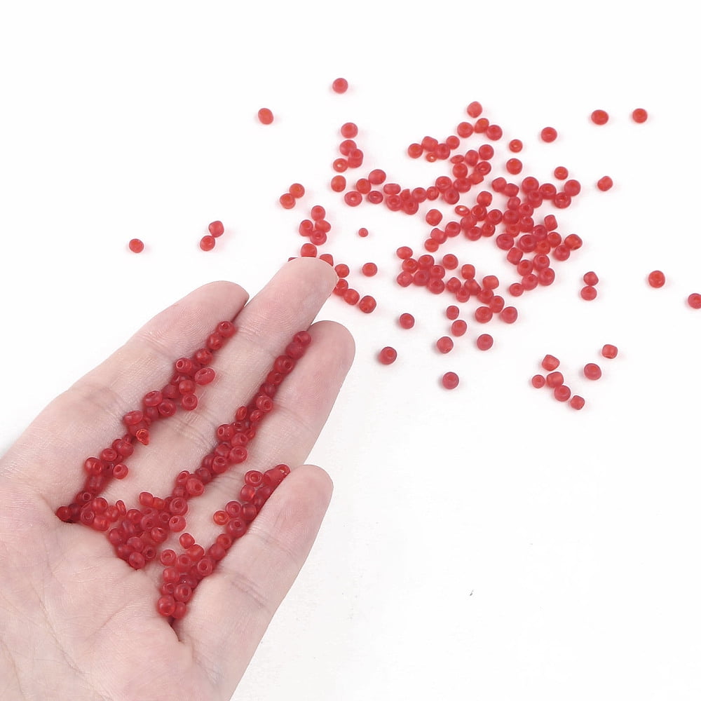 Glass Seed Beads Frosted Colors Round Red 3mm