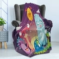 thumbnail image 4 of Alien Soft Flannel Fleece Throw Blanket, Funky and Happy Monsters Illustration on a Abstract Galactic Landscape, Cozy Plush for Indoor and Outdoor Use, 60" x 80", Purple and Multicolor, by Ambesonne, 4 of 5