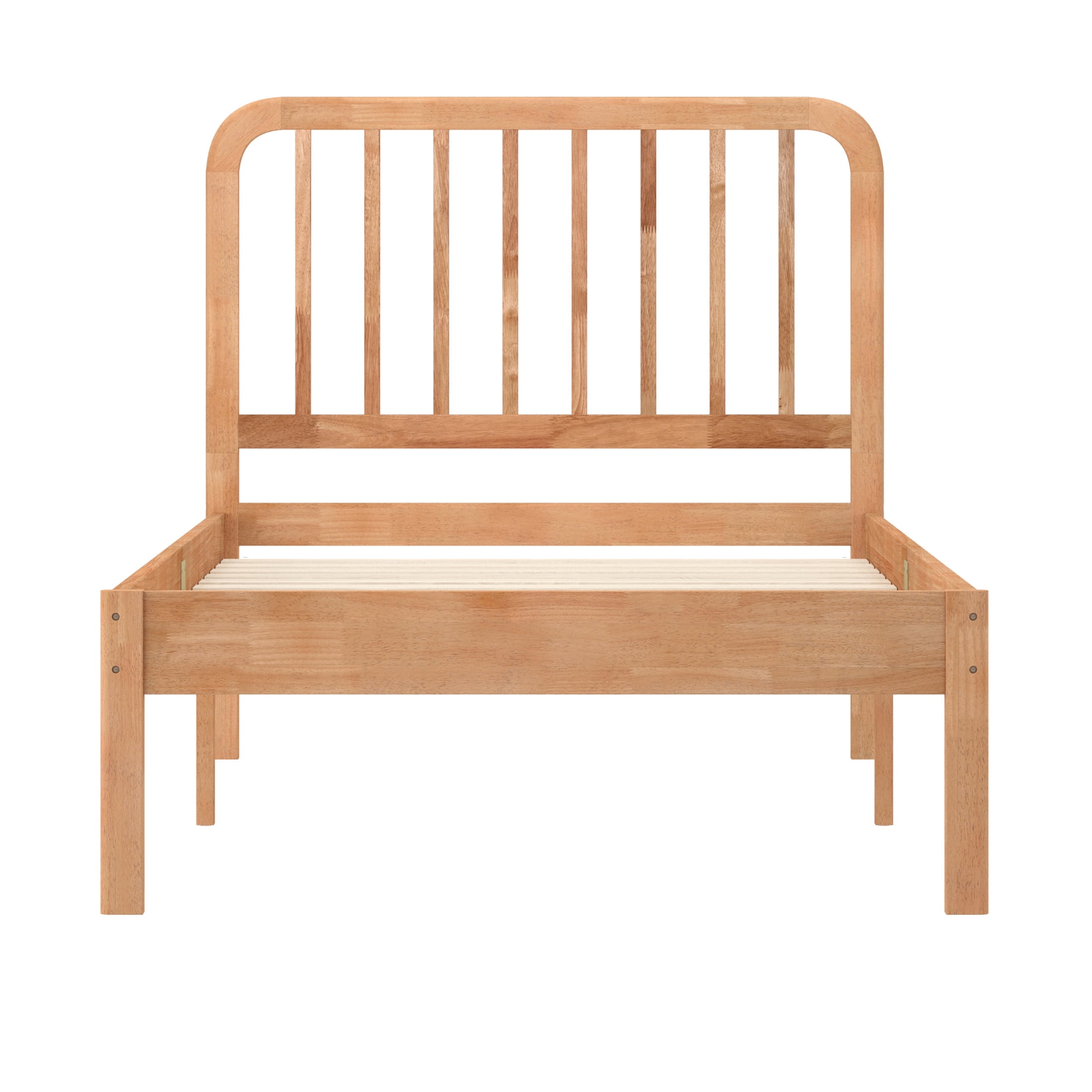 Buzz & Bloom Kids Twin-Size Platform Bed with Rectangular Wood Slat Headboard, Natural