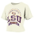 thumbnail image 2 of Women's Pressbox Natural LSU Tigers Vintage Wash Waist-Length Slub-T-Shirt, 2 of 3