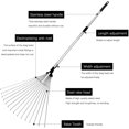 thumbnail image 3 of HEJULIK Adjustable Garden Leaf Rake - 24 to 63 Inch Telescopic Metal Rake, Expandable Folding Leaves Rake for Lawn Yard, Flowers Beds and Roof, 3 of 6
