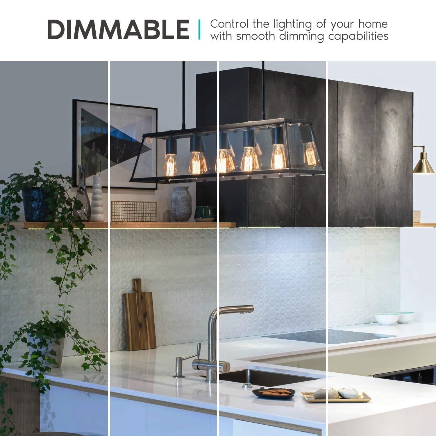 Luxrite ST19 ST58 Edison Dimmable LED Light Bulb 5W=60W 2700K Warm White, 550 Lumens, E26, 4-Pack