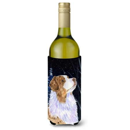 

Caroline s Treasures SS8375LITERK Starry Night Australian Shepherd Wine Bottle Hugger Wine Bottle multicolor
