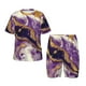 thumbnail image 1 of Balery Purple Gold Marble Swirls Conjunto de Pijama Infantil de Manga Corta con Estampado – Ropa de Dormir de Algodón Suave-Large, 1 of 6