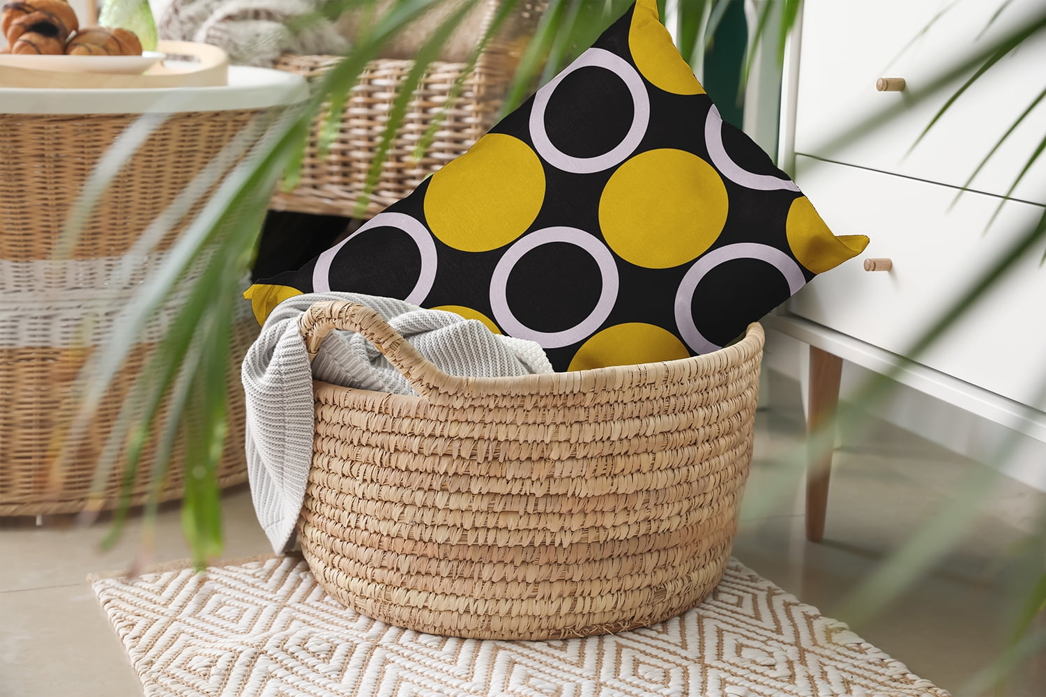 20" x 14" Simply Daisy Mod Circles Polyester Indoor/Outdoor Pillow, Mustard Qty 1