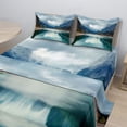 thumbnail image 2 of Ambesonne Mountain Fitted & Top Sheet Set with Shams, Alpine Lake Sky Forest, Blue Green Grey, 2 of 8