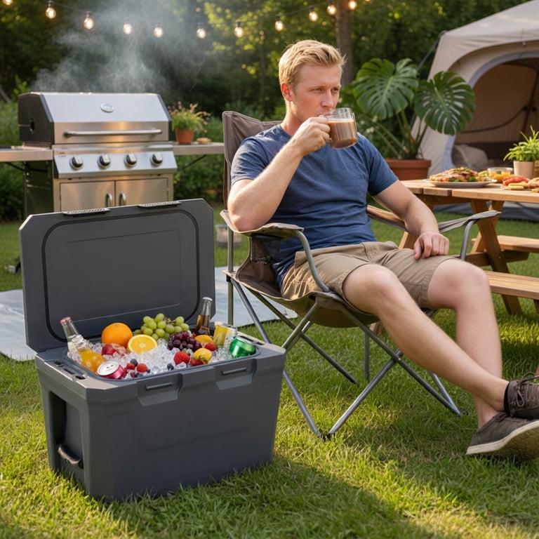 Topcobe Insulated Portable Cooler Hard Shell Ice Chest with 2 Cup