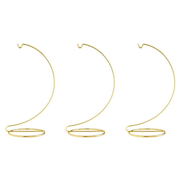 Creative Hobbies® 10 Inch Tall Gold Wire Ornament Display Hanger Stands for Displaying Ball Ornaments, Awards, Eggs Etc.- Pack of 3 Stands
