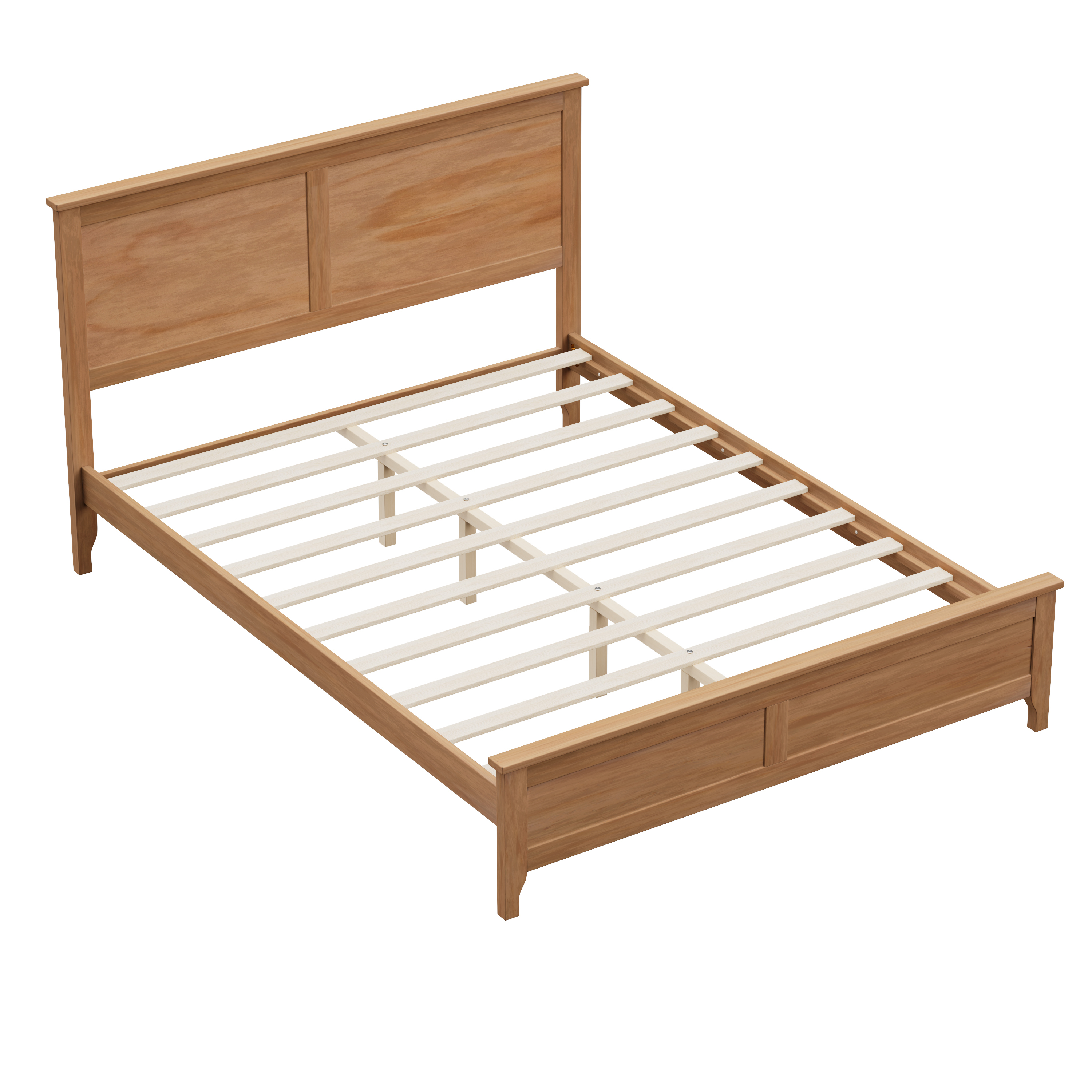 Euroco Wood Queen Size Platform Bed, Wood Color