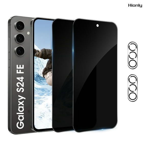 [2 2 Pack] Hionly Compatible with Samsung Galaxy S24 FE Privacy Screen Protector with Camera Lens Protector