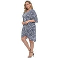thumbnail image 4 of HDE Womens UPF 30+ Short Kaftan Cover Up Oversize Plus Size Swimsuit Shirt Dress Navy Damask, 4 of 5