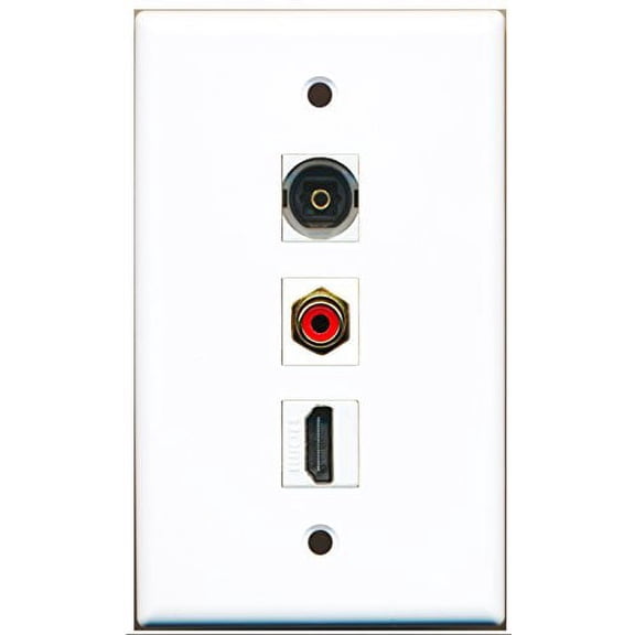 RiteAV - 1 Port HDMI and 1 Port RCA Red and 1 Port Toslink Wall Plate