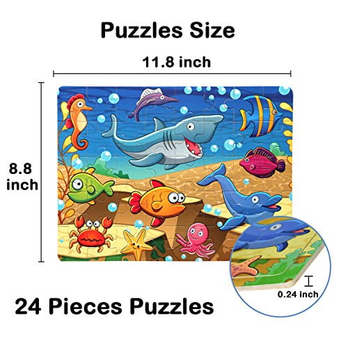 Puzzles en bois pour enfants de 2 à 5 ans - Puzzle de 24 pièces