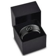 thumbnail image 3 of Tungsten Infinity Heart Shaped Emoji Art Band Ring 8mm Men Women Comfort Fit Black Step Bevel Edge Brushed Polished, 3 of 4