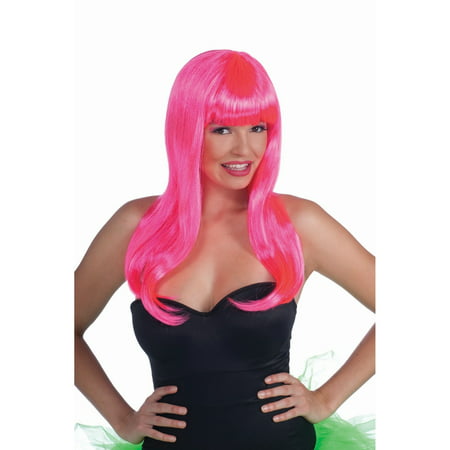 Halloween Pink Neon Long Wig