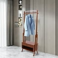 thumbnail image 3 of 2-in-1 Garment Rack Bamboo Clothes Rack Closet Hanger Organizer with 4 Hooks, 3 of 8
