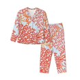 thumbnail image 1 of Fotbe Corals Conjunto de Pijama de Manga Larga para Mujer con Estampado, Ropa de Dormir de 2 Piezas, Conjunto de Casa Suave y Cómodo con Bolsillos-XX-Large, 1 of 7