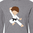 thumbnail image 4 of Inktastic Cute Boy, Brown Hair, Black Belt, Karate Pose Long Sleeve T-Shirt, 4 of 5