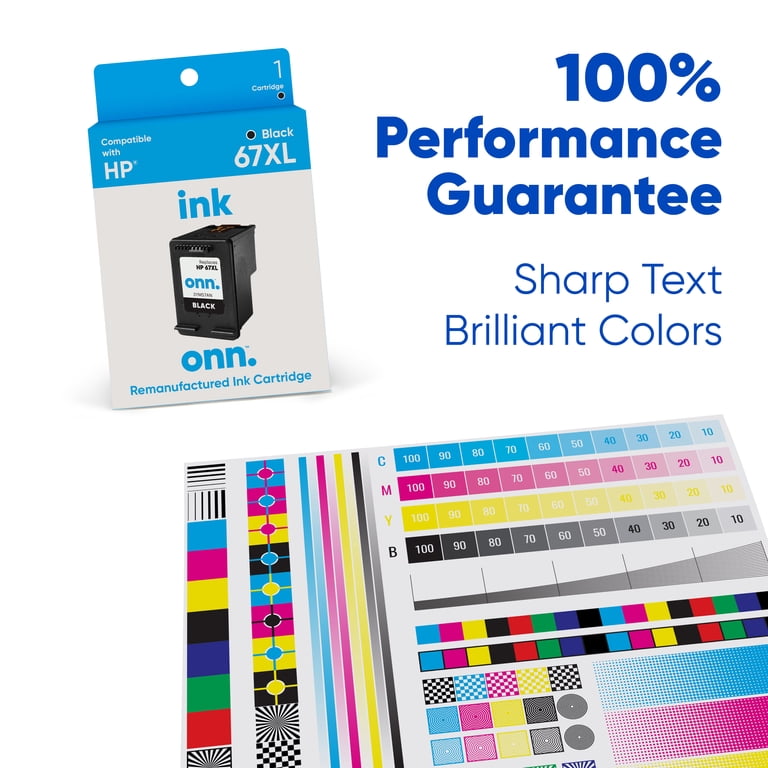 Onn+ Remanufactured HP 67XL High-Yield Black Ink Cartridge for HP