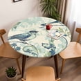 thumbnail image 5 of Watercolor Blue Green Bird Elastic Fitted Round Table Cover Leaf Brach Waterproof Outdoor Tablecloth for Holiday Party, Picnic, Patio & Dining Fits Tables Up to 36"-44", 5 of 8