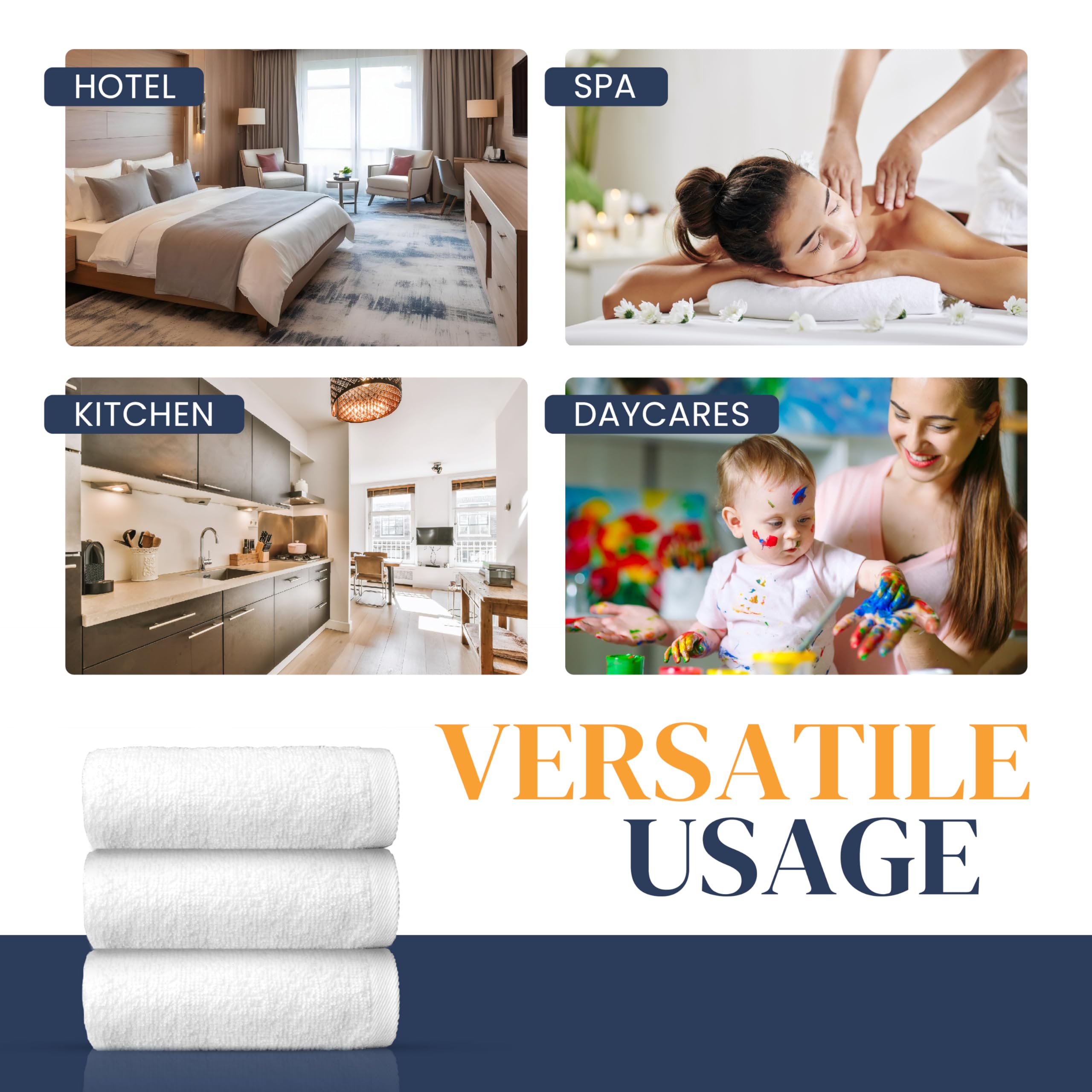 belem Economy Bulk Washcloths - 300 Pieces 12x12 Wash Cloths Bulk - Super Absorbing, Soft & Long Lasting Face Towels in Bulk for Hotels, Spa, Kitchen and Bathroom