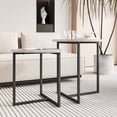 thumbnail image 2 of Juego de mesa de café HOJINLINERO redondo negro con aspecto de metal y madera, 2 of 7
