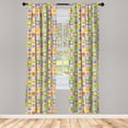 thumbnail image 4 of Ambesonne Floral Boho Window Curtains, Pop Art Flower Pattern, Each 28" W x 95" L, Pink Yellow Fern Green, 4 of 4