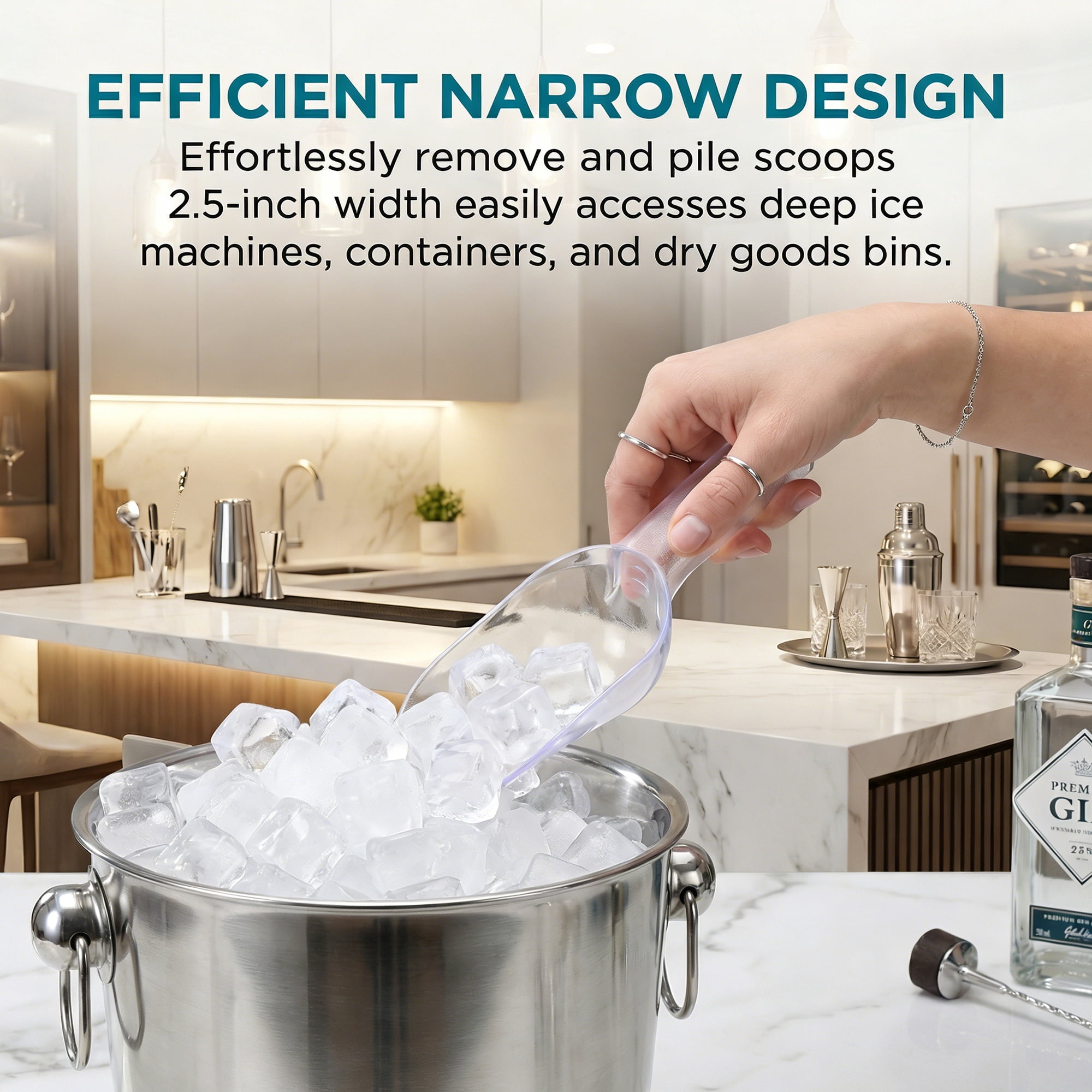 Unique Bargains Easy Clean Plastic Candy Buffet Ice Shovel Clear-3PCS 9.1*2.5inch