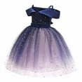 thumbnail image 4 of Ymyiu Girl Dress Girls Lace Flower Ruffle Dress Chiffon Halter A Line High Low Flowy Junior Bridesmaid Dresses for Wedding Party 4T 5T (Dark Blue,4-5 Years), 4 of 8