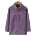 thumbnail image 2 of Penkiiy Girl and Toddlers' Fleece Full-Zip Jacket Thicken Warm Coat Kids Solid Fleece Sweatshirt Winter Outwear 7 Years Purple, 2 of 4