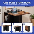 thumbnail image 2 of ModFusion Dining Table Set, 3in1 Forms Adjustable and Movable Folding Table with 4 Storable Chair, 2 Rack Shelves, 4.5x2.6x2.4 ft Drop Leaf, Rolling Wheels, Black and Brown, 2 of 9