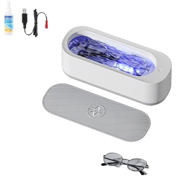 Clearzy Ultrasonic Cleaner, Professional Sonic Cleaner with One-Touch Operation, Portable Ultrasound Cleaner for Rings, Glasses,Jewelry, Dentures Cleaner, Rechargeable（1pcs）