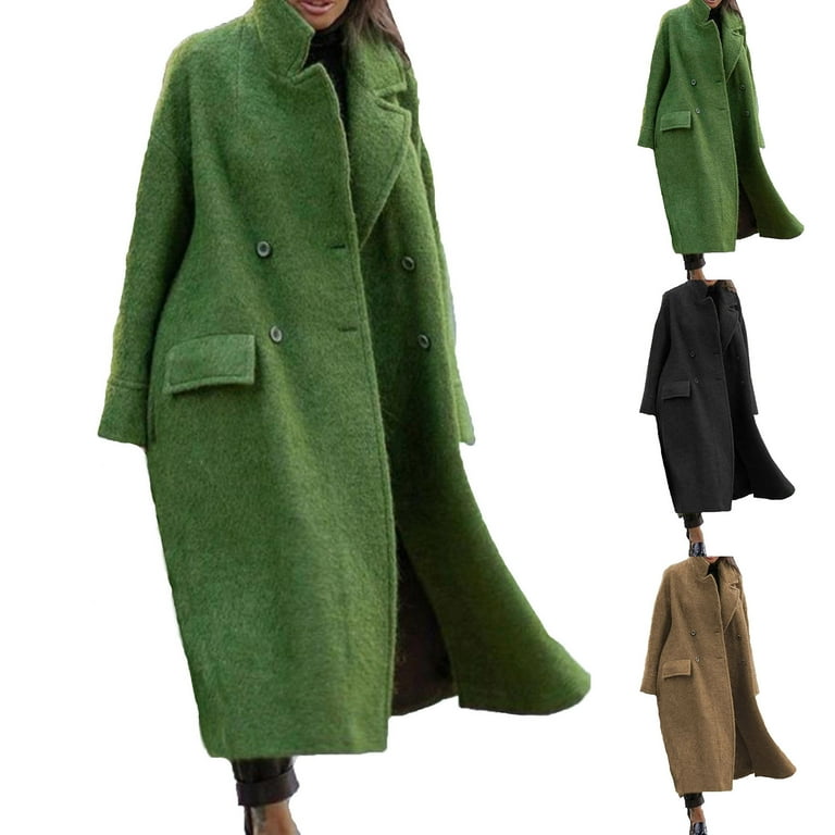 Double breasted swing winter long wool coat 4671 Double breasted swing winter long wool coat 4671