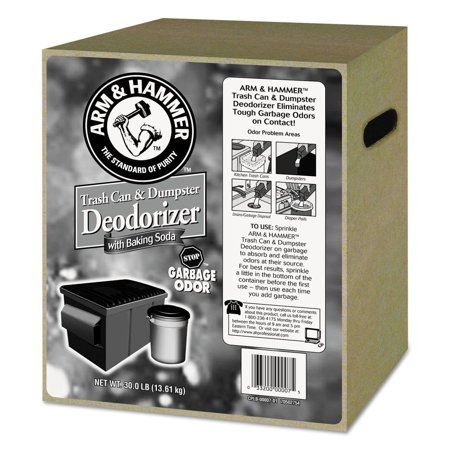Arm & Hammer Trash Can & Dumpster Deodorizer With Baking Soda, Unscented, Powder, 30 Lb - CDC3320000007