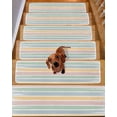 thumbnail image 2 of Color Stripes Stair Treads Non Slip for Steps Pink Blue Green Striped Gradient Brush Texture 10 Pcs Reusable Adhesive Stair Runner Mats for Dogs Elders Carpet Treads Rugs for Staircase 8x30 In, 2 of 7