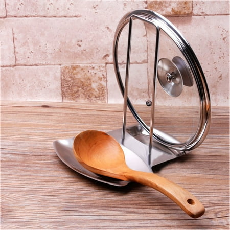 Kitchen Stainless Steel Pan Pot Rack Lid Rack Stand Spoon Rest Cover Holder