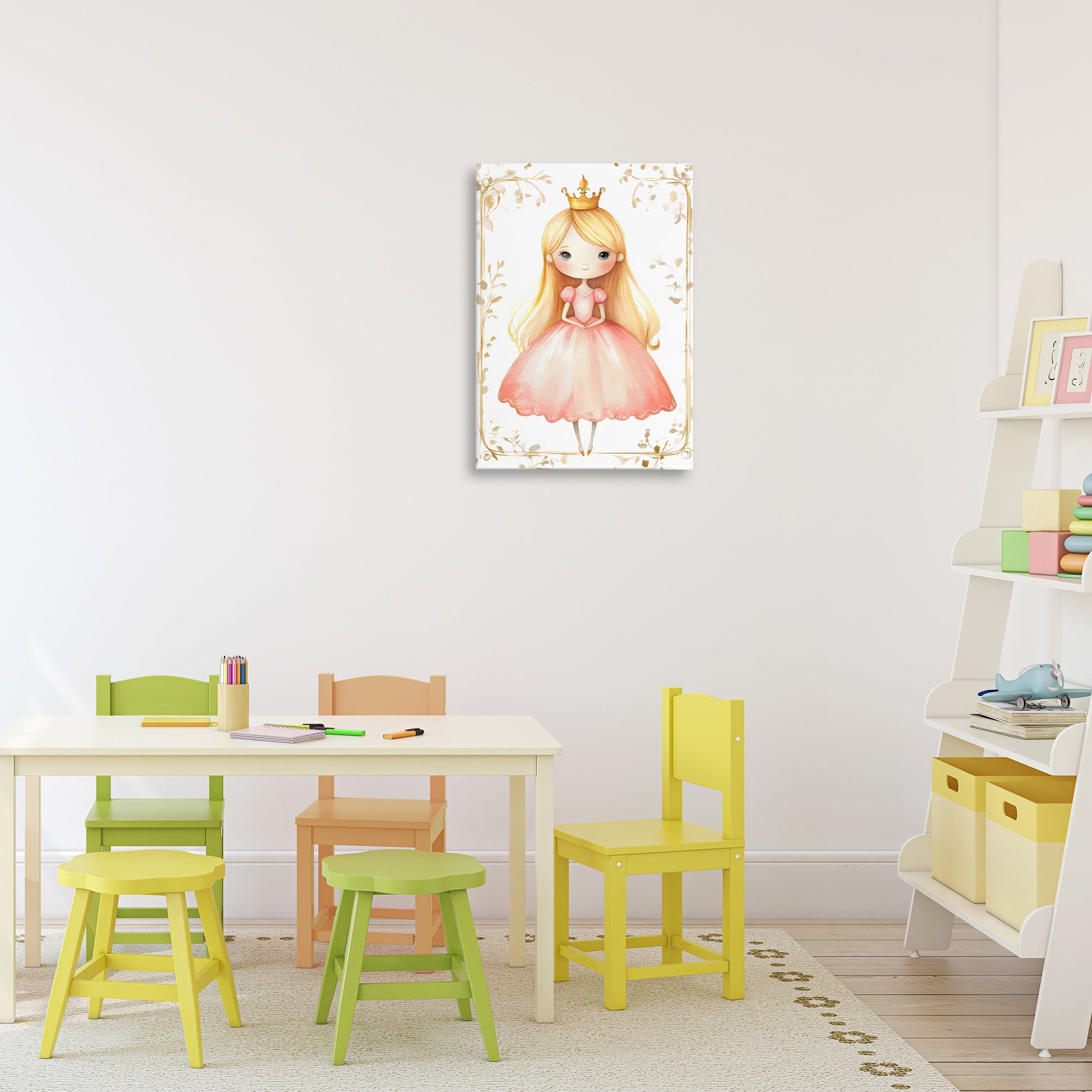 Stupell Industries Golden Crown Fairytale Princess Canvas Wall Art, design by Creative Studio