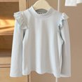 thumbnail image 7 of YUANxueke Girls Ruffle Long Sleeve Cotton Shirts Soft Casual Crewneck Pullover Layering Tops,Light Blue,8-9 Years, 7 of 7