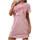 thumbnail image 2 of Camisón corto de mujer, vestido de largo medio con estampado de moda, camisón corto extragrande de mujer, camisón de manga corta con estampado de pecho a la moda, camisón de mujer, 2 of 5