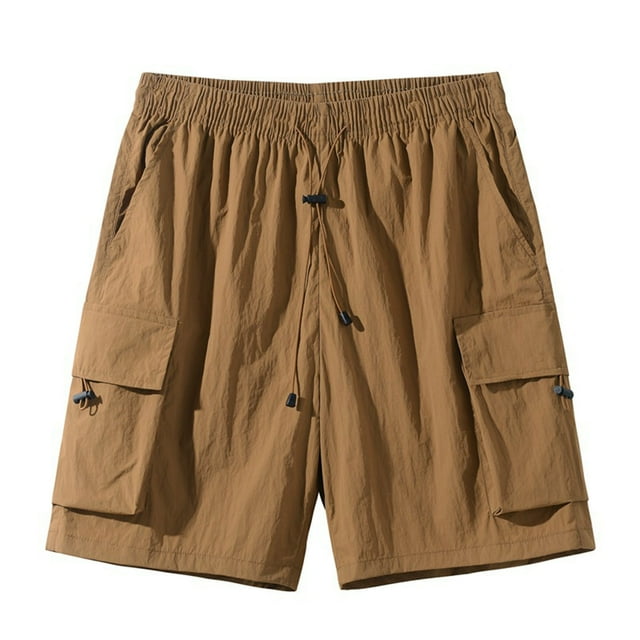 Dagugfen Cargo Shorts for Men Elastic Waist Drawstring Loose Lightweight Stretch Outdoor Running Shorts