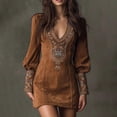 thumbnail image 2 of Kukoosong Women's Long Sleeve V-Neck Bodycon Cocktail Dress with Embroidery and Puff Sleeve for Party, Wedding, and Casual Wear Dresses, 2 of 7