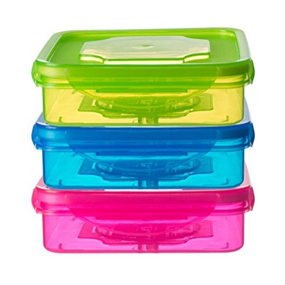 Set of 3 Sandwich Container for Lunch Boxes - Sandwich Box For Kids & Adults (Multi Color)