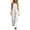 White, variant on Women's Linen Jumpsuit, V-Neck Front Clasp Sleeveless, Breathable One-Piece Pants For Spring & Summer Vacation White XL