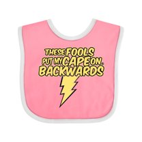 Inktastic These Fools Put My Cape on Backwards® Bolt Yellow Boys or Girls Baby Bib