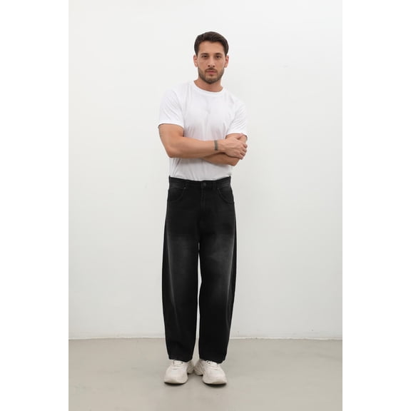 Banny Jeans Men's Regular Fit Jeans, Black, Size S