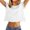 White, variant on FASHOFT Crop Tops for Women Cropped T Shirts Trendy Short Sleeve Crew Neck Solid Basic Tee Black L