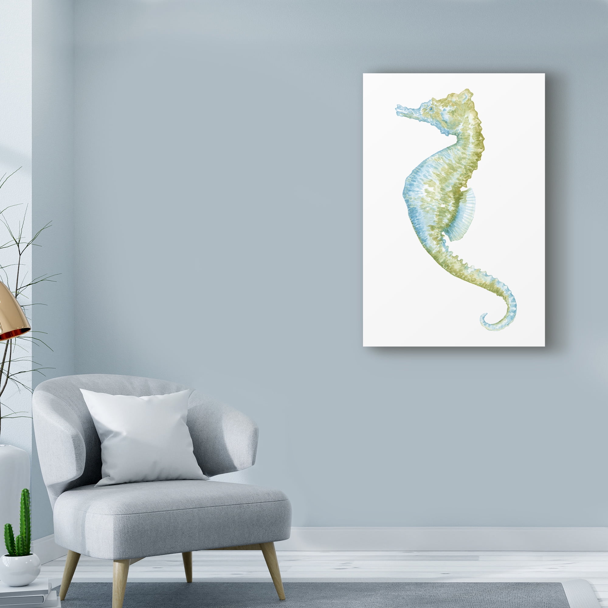 Trademark Fine Art 'Watercolor Seahorse II' Canvas Art by Megan Meagher