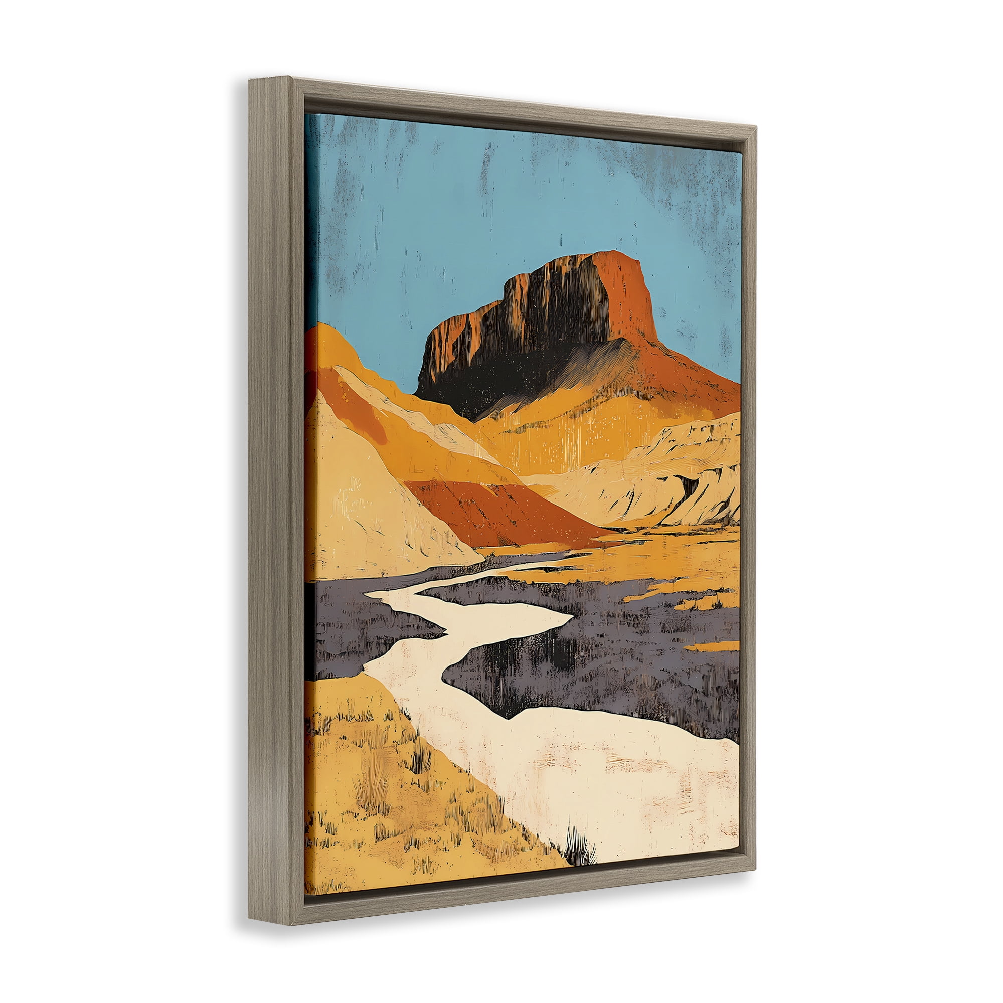 Stupell Industries Vintage Canyon Pass Brown Framed Floater Canvas Wall Art, design by Walker Noble