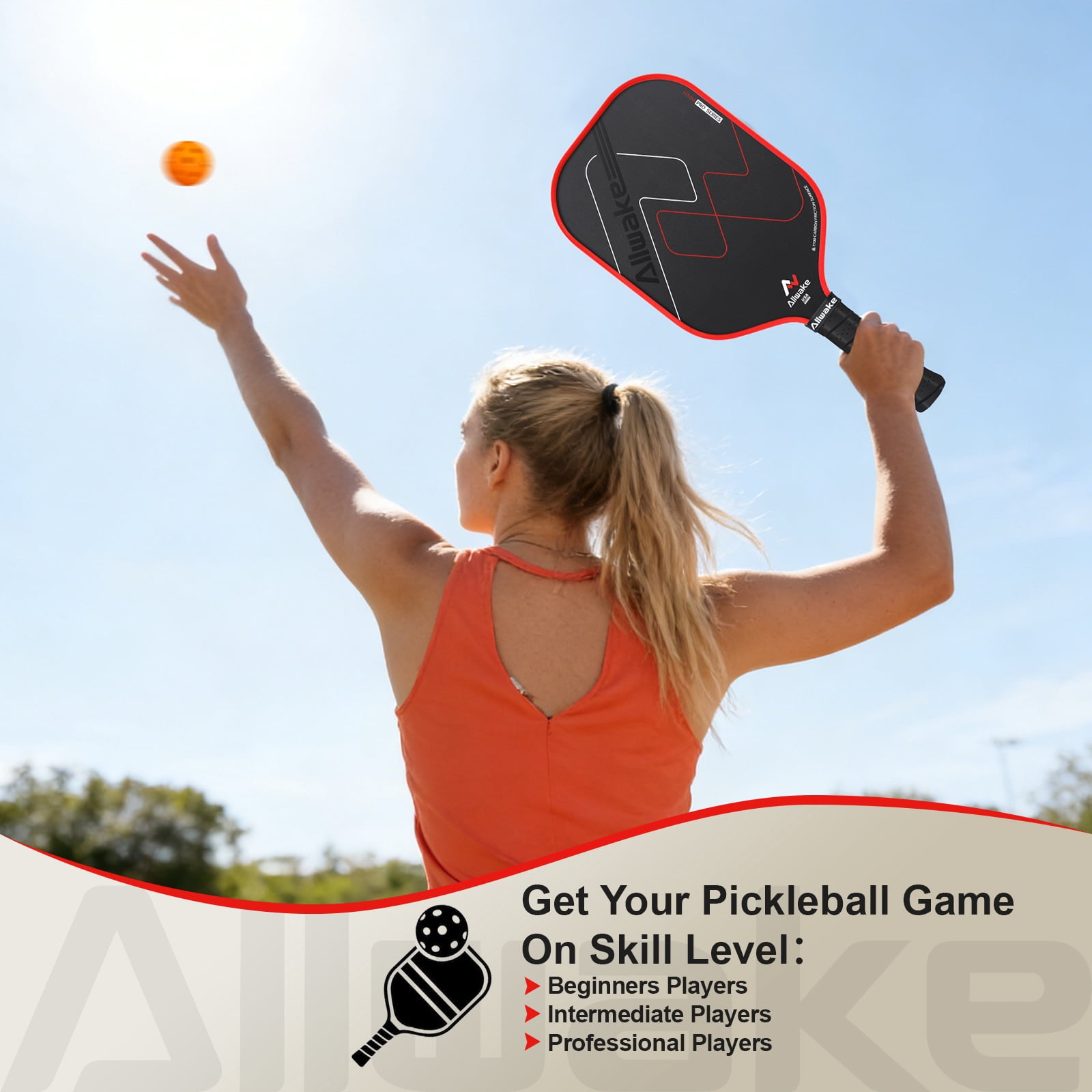 ALLWAKE Pickleball Paddles, Multi-Layer T700 Textured Carbon Fiber Pickleball Paddle, USAPA Approved Pickle Ball Paddle, Strong Power and Spin Surface